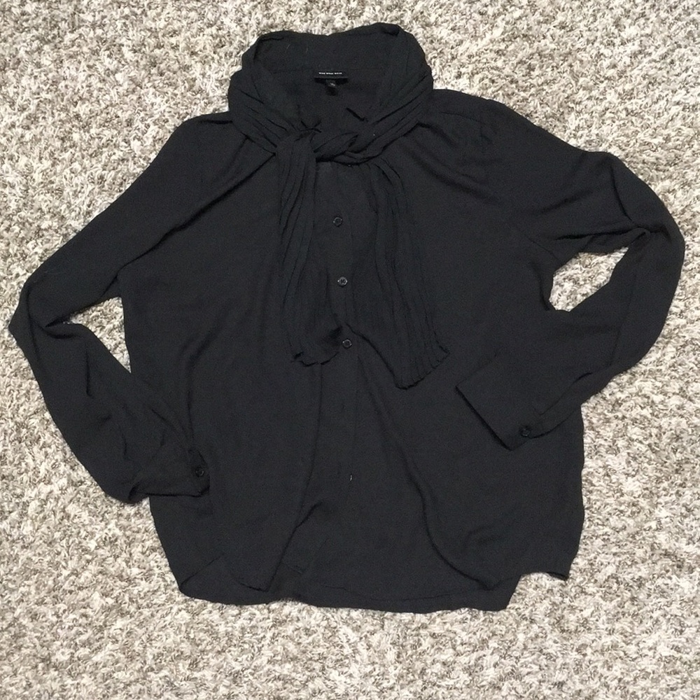 Sheer neck tie blouse